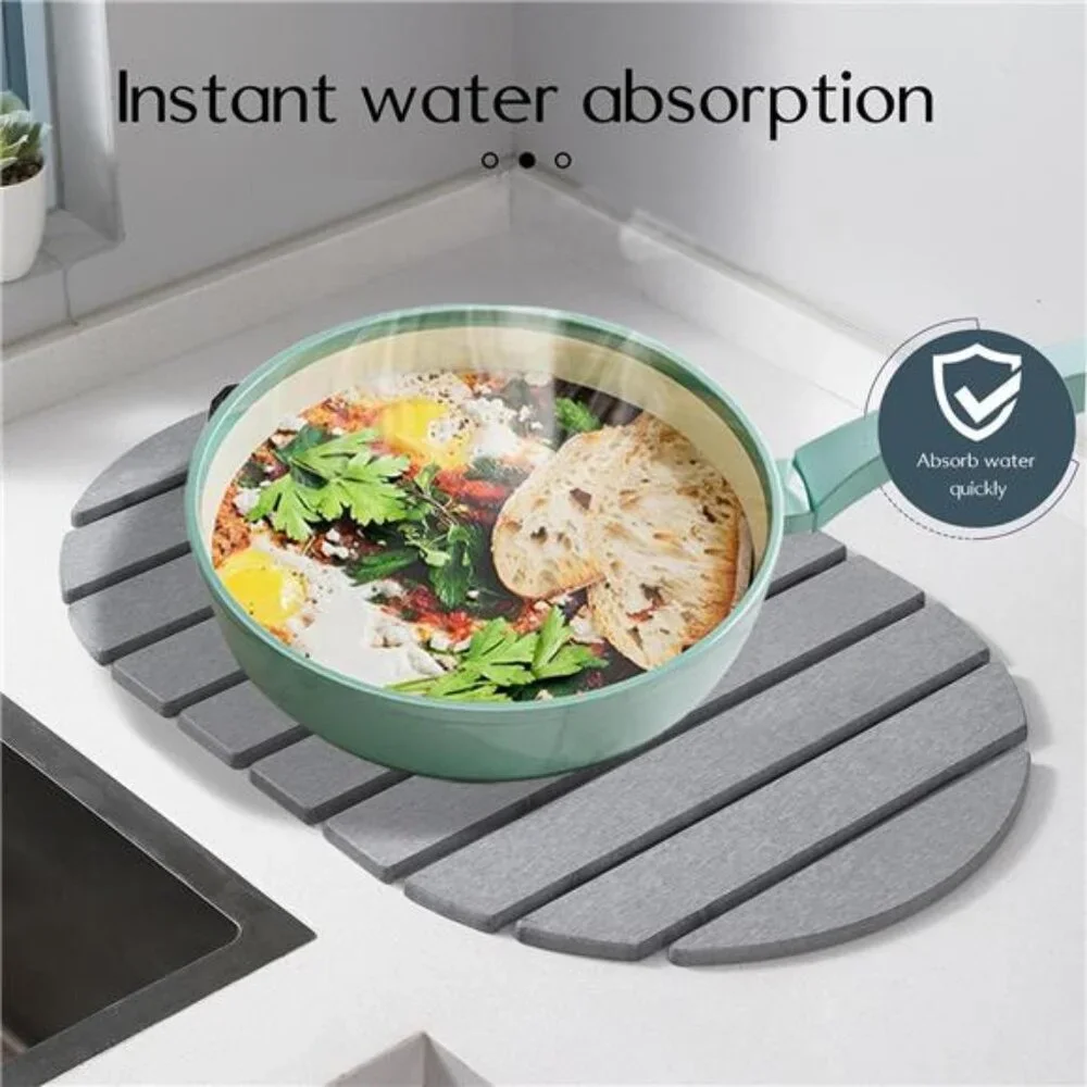 Stone Bath Mat Diatomaceous Earth Foldable Anti Skid Quick Dry Floor Mat